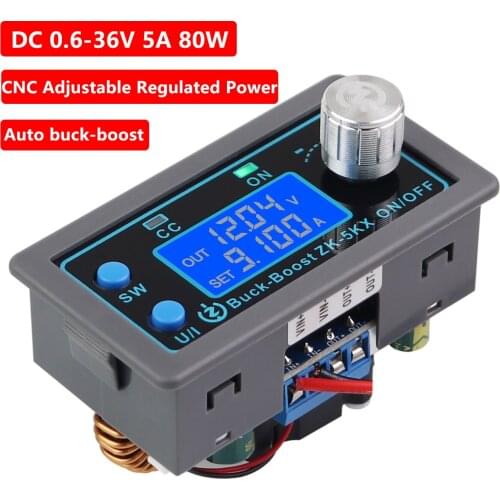 CNC DC Buck Boost Regulated Power Supply Module CC CV 0.6-36V 5A 80W Converter Transformer For Solar PC