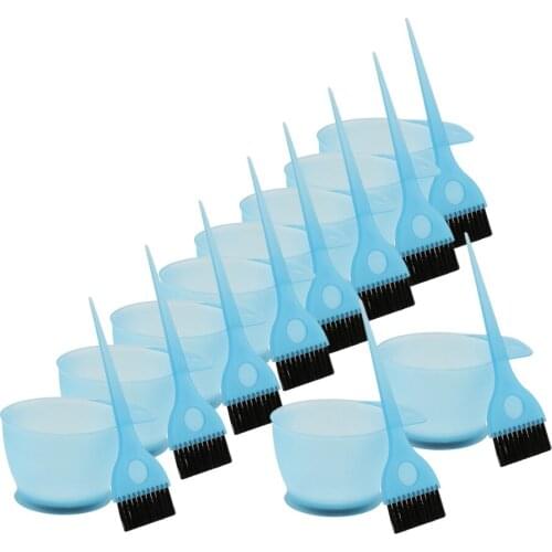 Professional Hair Colouring Brush Bowl For Hair Dying Dye Set - 10 Sets Blue