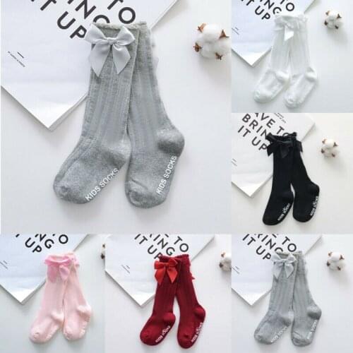 New Kids Toddlers Girls Big Bow Knee High Long Soft Cotton Lace Baby Socks Princess Sweet Dress Up Socks 0-4Y