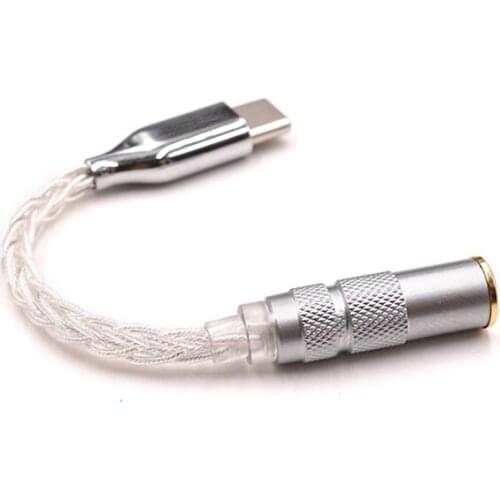 New ES9280c Pro typeC to 2.5mm 4.4mm 3.5mm decoding DAC 8 Cores Sterling Silver HiFi Cable For DSD lossless headphone amplifier
