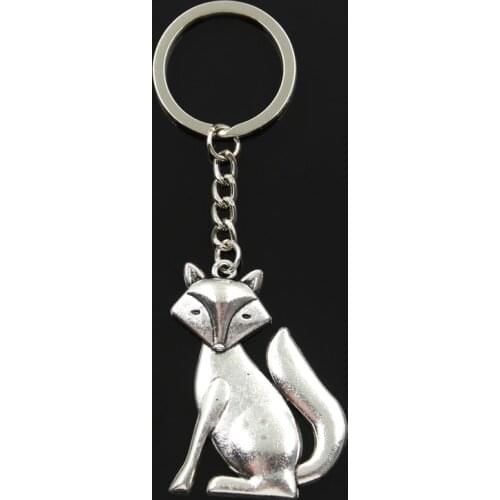 New Fashion Keychain 50x37mm Fox Pendants DIY Men Jewelry Car Key Chain Ring Holder Souvenir For Gift