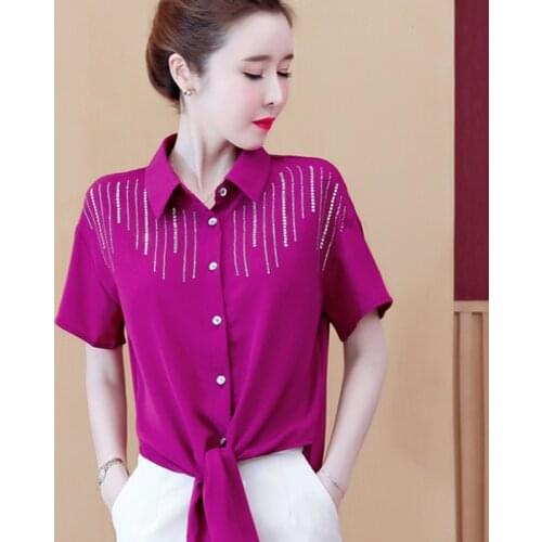 Solid Color White Pink Korean Fashion Summer WomenS Clothing Vintage Shirts Blouses Top New Vetement Femme 2021 Female Elegant