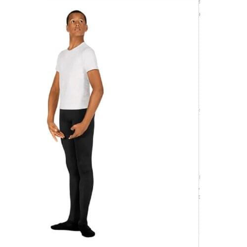Hot Sale Wholesale Discount Men Boy Black White Soft Microfiber Footed Dance Ballet Tights