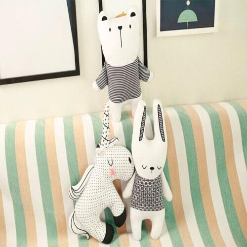Wholesale Nordic style rabbit unicorn bear pillow pillow toy cotton animal plush toy childrens toys, baby room decoration gifts