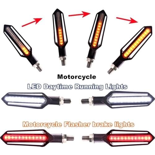 A Pair 24 LED Turn Signals Light for Motorcycle Tail Flasher Flowing Water Blinker Motorcycle Flashing Lights Streamer Flashing
