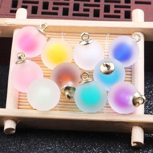 10pcs Fashion Glass Bottle Pendant Candy Color Round Matte Glass Pendant Ladies Jewelry Making DIY Earrings Necklace Accessories