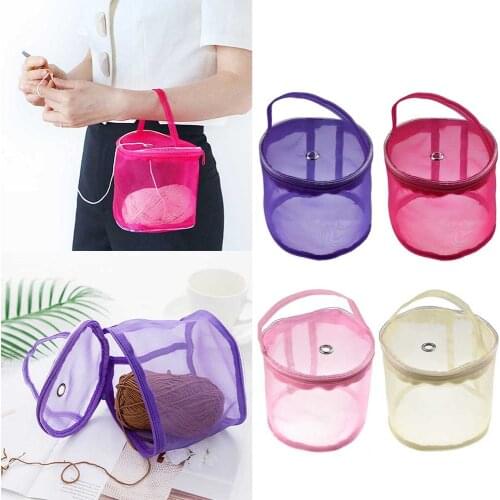 Portable Knitting Yarn Balls Storage Bag Case Small Round Empty Mesh Bag Basket Organizer Crochet Carrier DIY Sewing Accessories