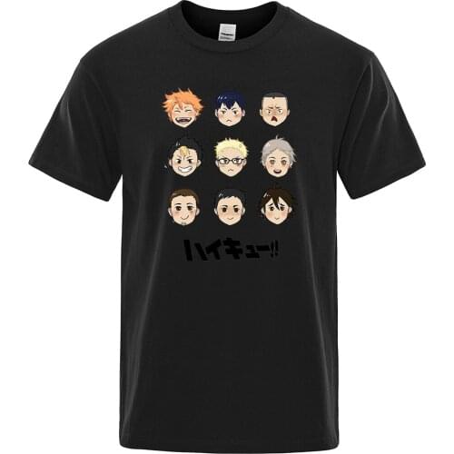 Simple Retro T Shirt Mans Anime Haikyuu Karasuno Fly Printed Clothes Casual Loose Tshirts Breathable Round Neck Male T-Shirt