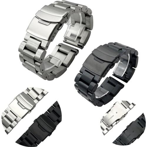 22mm 24mm 26mm Thickening 5.5mm Stainless Steel Watch Bracelet Strap Women Men Silver Solid Metal Watch Band Strap Accessories