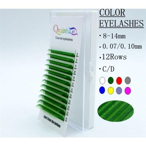 QUXINHAO New Color grafting eyelash 0.07/0.10mm C/D 8-14mm Green Artificial Mink Hair Character Eyelash Extension