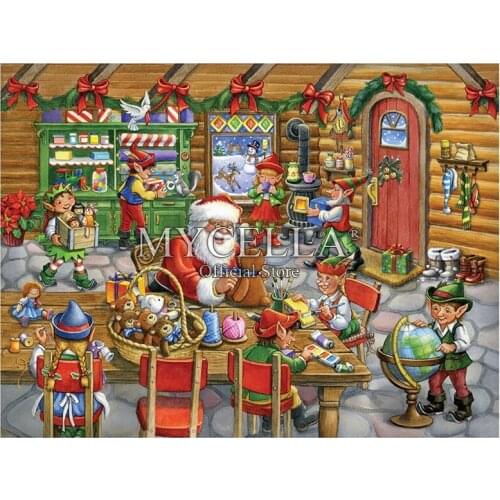 Santas Workshop Christmas 5d Diy Diamond Painting Cross Stitch Rhinestone Handmade Decor Crafts Diamond Embroidery Needlework