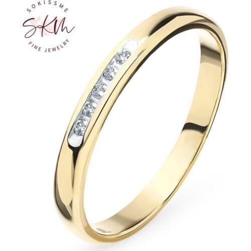 SKM Vintage AAAA rings for women round 14k yellow gold Engagement rings designer Promise gift for wife Fine Jewelry