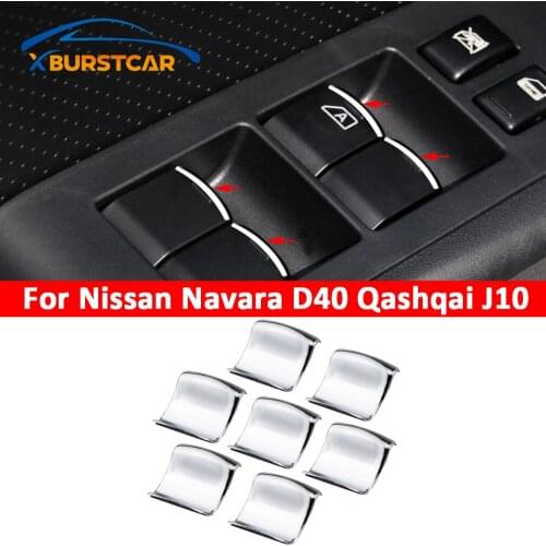 Xburstcar For Nissan Navara D40 Qashqai J10 Parts 7Pcs/Set ABS Chrome Interor Car Control Lifter Switches Botton Sequins Trim