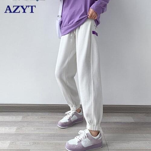 AZYT 2021 Autumn Winter Women Sweatpans Drawstring High Waist Harem Pants Women Loose Jogger Trouser Female Pantalones de Mujer