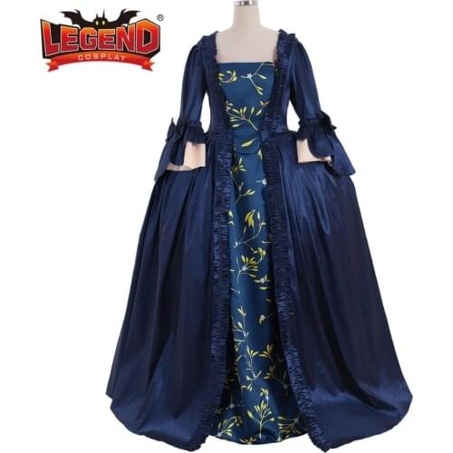 Rococo Colonial Georgian 18thc Marie Antoinette Day Court gown Dress blue rococo victorian dress sack back dress