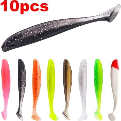10pcs Sinking Silicone Bait Shad 5.5cm/1.2g Minnow Artificial Bait Soft Lure Fishing Lure Black Fish Bait Accessories peche