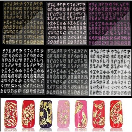 108 pcs 3D Flower Design Nail Art Manicure Tips Stickers Decals DIY Decoration