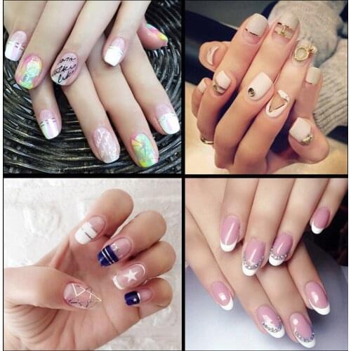 12-48pcs/set Nail Art Guide Tips Stencils Sticker French Manicure Template 3D Vinyls Decals Form Styling Tool