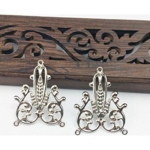 20pcs 23x29mm Filigree flower Wraps Metal Charms For Embellishment Scrapbook DIY Jewelry Metal Craft Jewelry Accessories