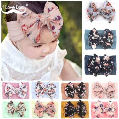3/5 Pcs/Set Flower Print Baby Headband Cute Floral Bows Baby Girl Headbands Elastic Bowknot Newborn Turban Set Hair Accessories