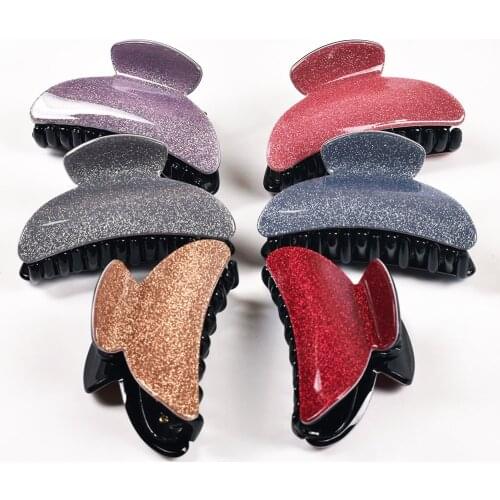 Glitter Acrylic Girls Crab Hair Clips Small 2pcs/Lot 6.5cm Her Claws Hair Accessories For Women Hairpins 19006