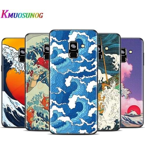 Japanese Wave Art For Samsung Galaxy A9 A9S A8 A8S A7 A750 A6 A6S A5 A3 Plus Star 2016 2017 2018 Black Phone Case