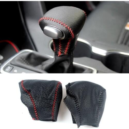 Cow Leather Cover For Kia Sportage Rio 4 Optima K5 Niro 2017 2018 2019 2020 AT Car Gear Head Shift Knob Gear Shift Collars Case