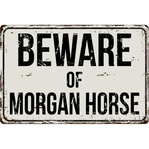 Deerts 201VS Beware of Morgan Horse 8 x 12 Vintage Aluminum Retro Metal Sign