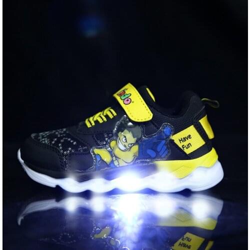 Boys Shoes Glowing Sneakers for Children Led Shoes Light Mesh Breathable Anime Characters Kids Boys Luminous LED Slippers