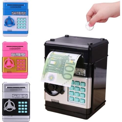 Electronic Password Piggy Bank ATM Money Box Cash Coin Automatic Deposit Banknote Money Saving Machine ATM Bank Safe Box