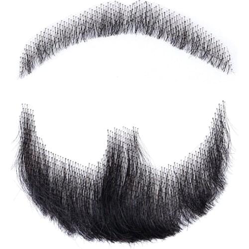 AIYEE 100% Human Fake Beard Wig Simulation Fake Beard Invisible Realistic Television Makeup Beard Props Men Bearded Human Beard