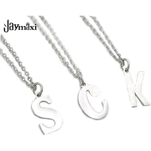 Jaymaxi Letter Necklace Stainless Steel A-Z 26 English Alphabet Pendant 18 Inch DIY Jewelry for Men Women