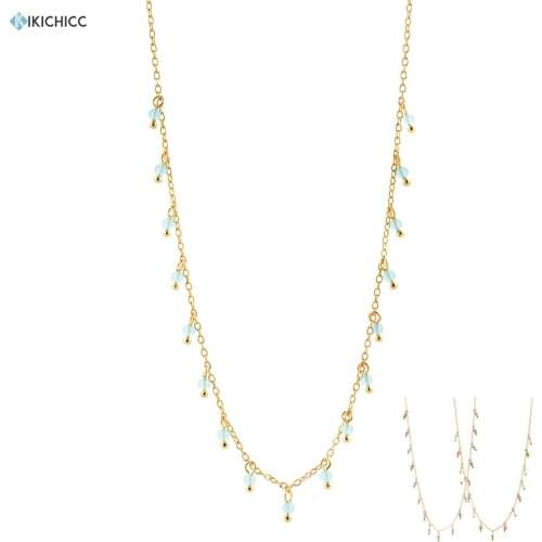 Kikichicc 100% 925 Sterling Silver Turquoises Gems Summer Beads Choker Women luxury Fashion Fine Jewelry For 2020 Rock Punk Gift