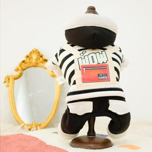 New Arrival Pet Dog Stripe Autumn Winter Clothes Jumpsuit Cat Puppy Trendy Hoodies Warm Four-Leg Costume XS-XL Drop Shipping