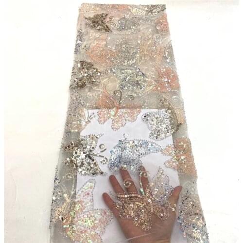 2021 latest Nigeria sequin lace fabric high quality African lace fabric wedding French tulle lace fabric ZX3689