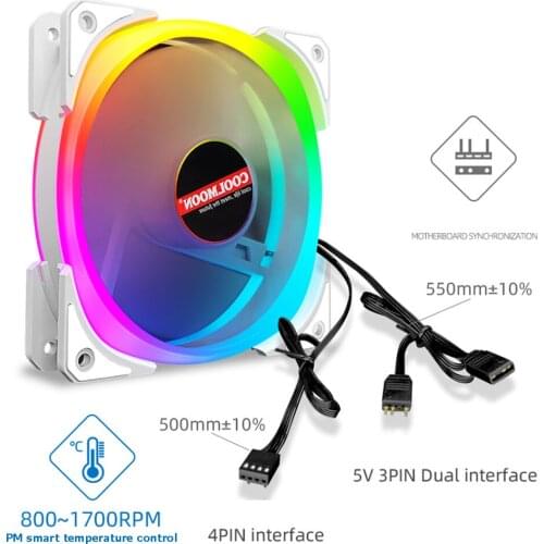 COOLMOON 120mm Cooling Fan 4Pin PWM 5V 3Pin ARGB Computer Heatsink Cooler Radiator for Chassis PC Case Water Cooling Accessories