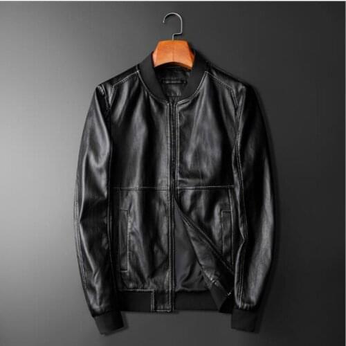 New Autumn Male Fashion Zipper Pockets Leather Jacket Men Stand Collar PU Motorcycle Fashion jackets Outerwear Mens Casual Coats