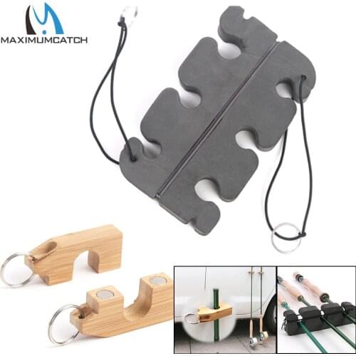 Maximumcatch 2pc Magnetic Fishing Rod Holder Portable Stand Foam/Bamboo Material Fly Fishing Rod Holder