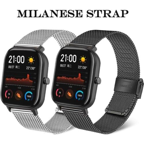 Metal Strap For Xiaomi Huami Amazfit GTS 2E/GTS 2 Mini Smart Watch Band Double Buckle Bracelet For Amazfit Bip/Bip S U Lite Pro