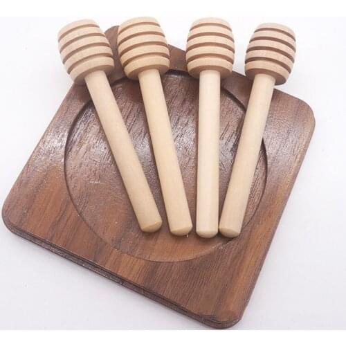 Mini Wood Honey Stir Bar Mixing Handle Jar Spoon Natural Wooden Honey Dipper Wooden Stick Honey Spoons