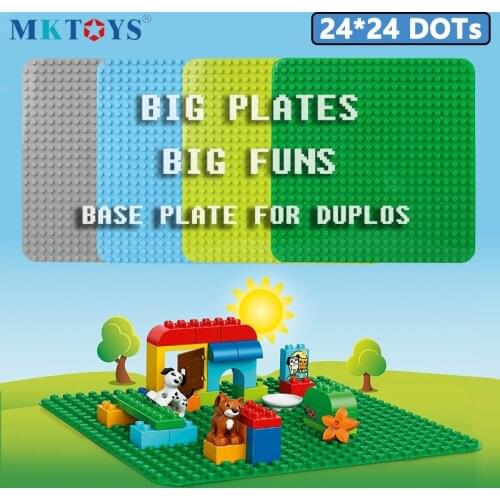 MKTOYS Duplos Base Plate 24*24 Studs Large Big Size Building Block Brick Plate for Kids Marble Run Baseplate Duplos Plate