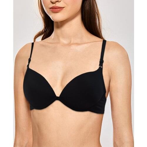 Fashion Plunge Deep U Bra Spring Summer Seamless Sexy T Shirt Lovely Brassiere Underwear Buckle Female Small Chest Push Up Bra