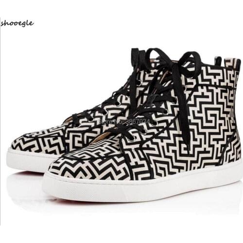 SHOOEGLE Homme Chaussures Men High Top Sneakers White Black Mixed Flats Shoes Lace Up Sneakers Top Quality Shoes Men