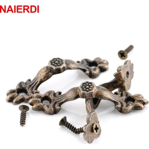 NAIERDI 10pcs Box Knobs Zinc Alloy Handle Arch Tracery Bronze Tone For Drawer Wooden Jewelry Box Mini Handles For Hardware