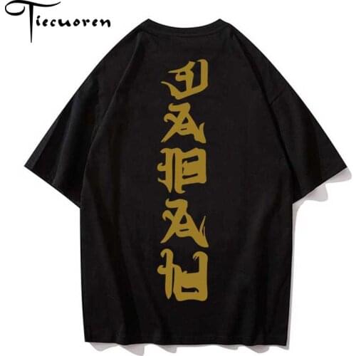 Oversize half sleeve T Shirts Evil Kanji j tshirts Hip Hop Streetwear cotton O Neck T-shirts Top Tee drop shipping mens clothes
