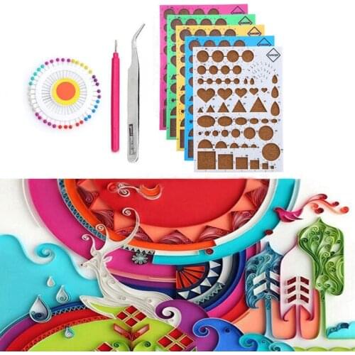 Paper Quilling Template Mould Board + Tweezer +Rolling Pen + Needles For Craft DIY Quilling Tools Handmade Paper Decoration