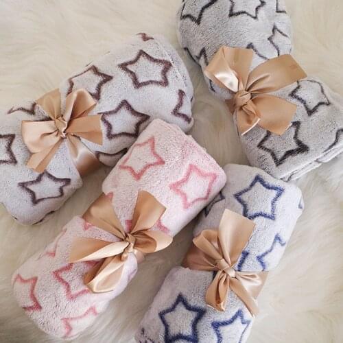 Stars Printed Baby Blankets Newborn Baby Swaddle Bedding Sheet Air Conditioning Nap Blanket for Sofa Car Stroller Pink Blue