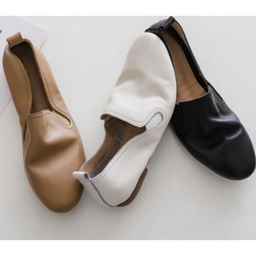 Oxfords Loafers Womens Soft Cow Leather Ballet Flats Slippers Round Toe Shoes Driving Comfort Office Elegant Shoes