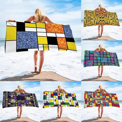 PHAYON New Women Men Kids Face Bathing Towels Mondrain geometric abstract doodle Printing Quick Dry Soft Beach Towels Toallas