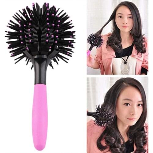 3D Bomb Curl Hair Brush Spherical Comb Massage Comb Detangling Heat Resistant Hair Comb Salon Barber Round Hair Curling Tool